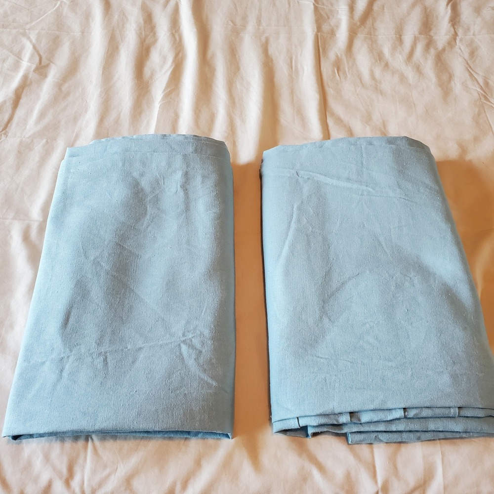Pier 1 Imports Light Blue Linen Cotton Pintuck Curtain Panels 54x84 Set of 2